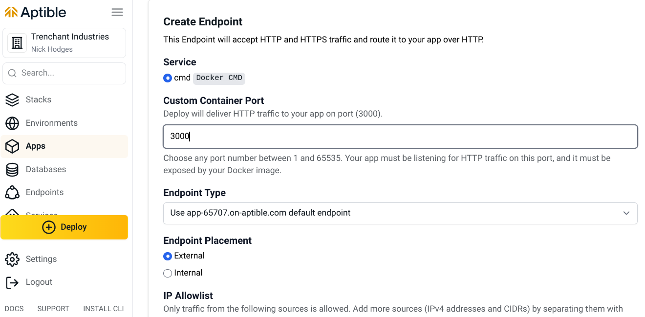 Creating an endpoint