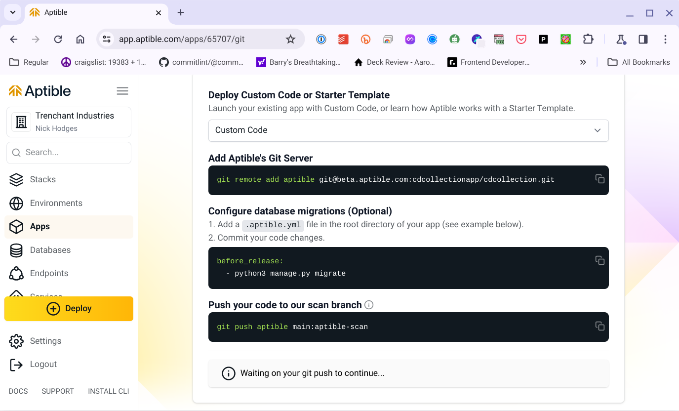 Connect your repository to Aptible